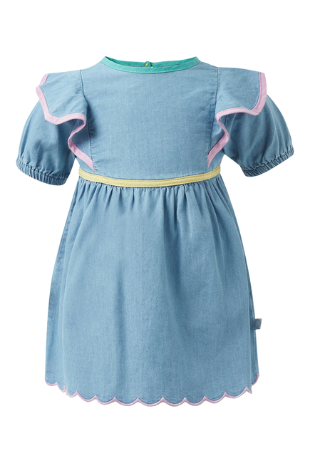 فستان للأطفال بتفاصيل مقسمة بألوان